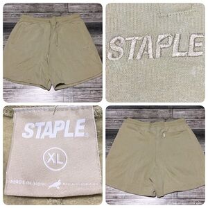 Staple Pigeon Sweat Shorts Men’s XL Tan (Inseam 5.5) Drawstring Pockets READ